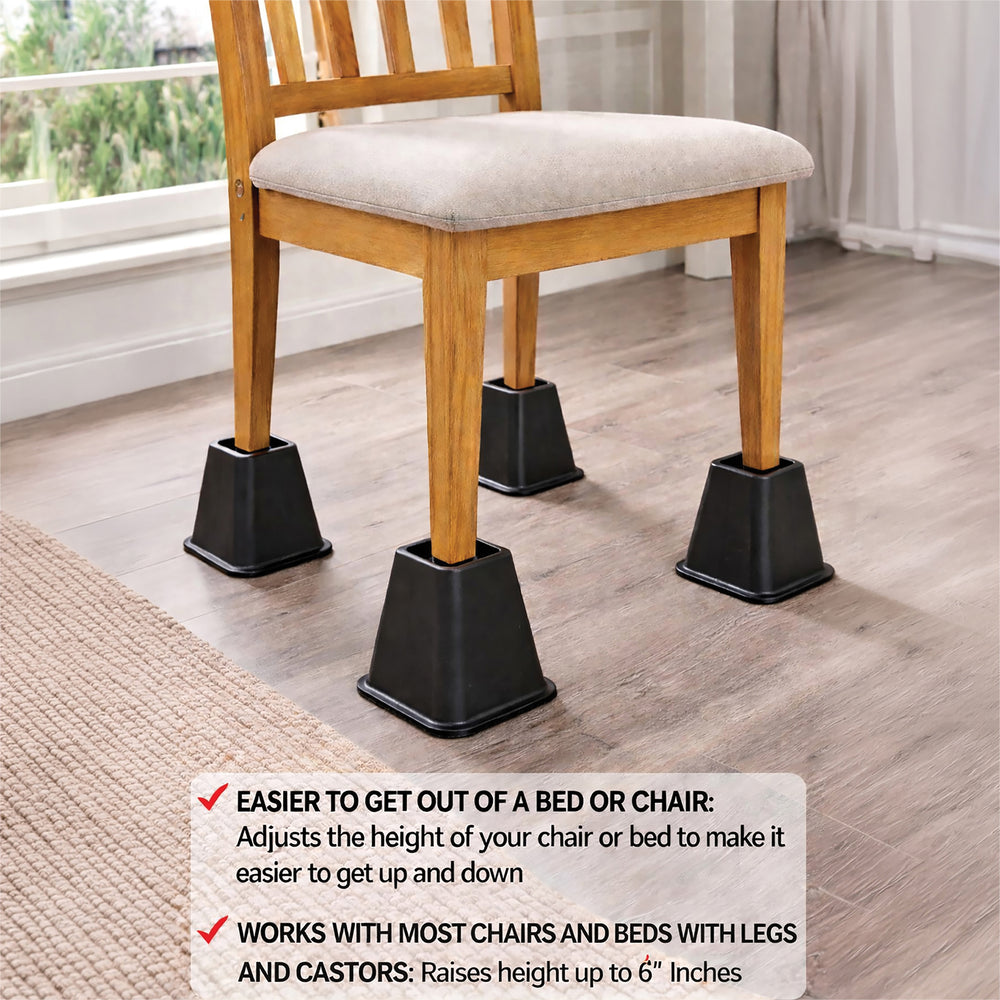 Aidapt 150mm (6") Bed, Chair and Furniture Raisers Set of 4 Extra Wide Base VG831