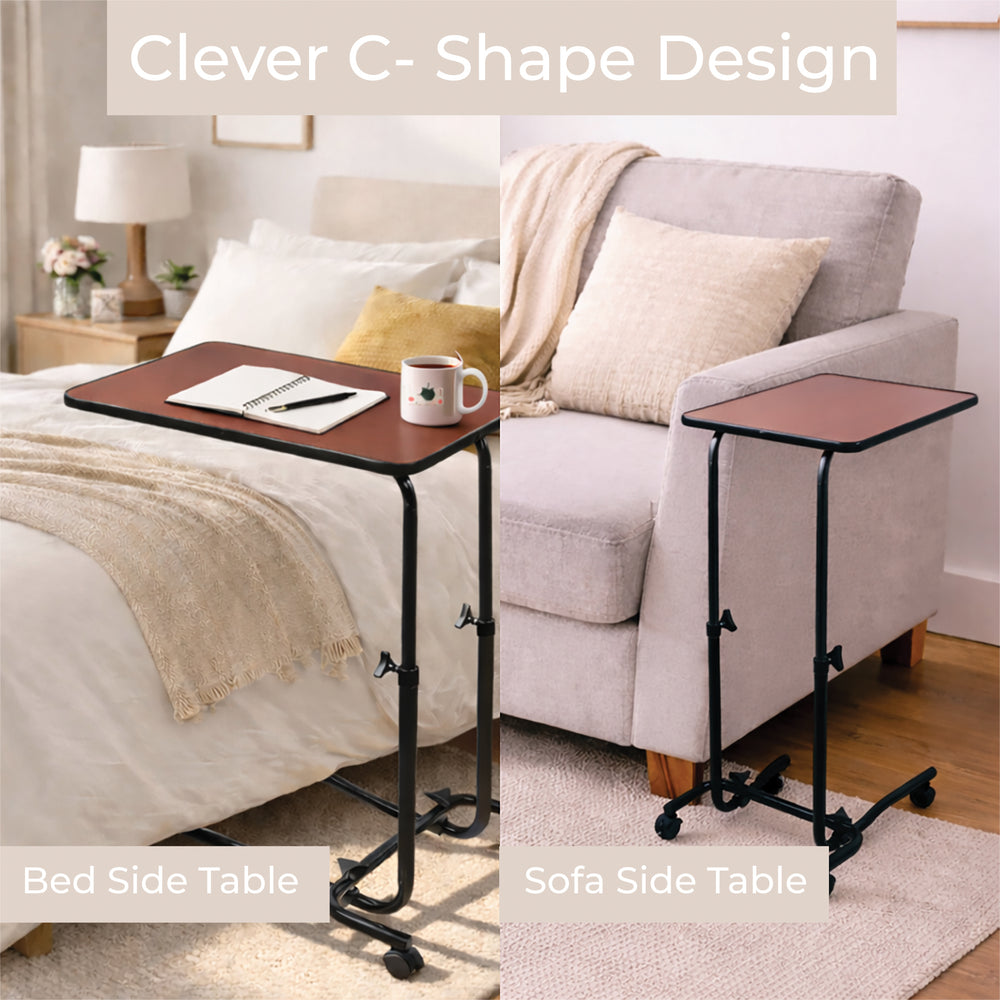 Aidapt Canterbury Dark Wood Over Bed Chair Under Table Hospital Type Adjustable Tilt Top With or Without Wheels VG832AA VG866A