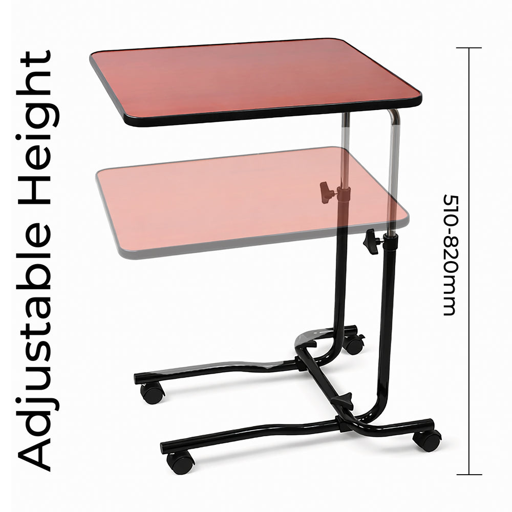 Aidapt Canterbury Dark Wood Over Bed Chair Under Table Hospital Type Adjustable Tilt Top With or Without Wheels VG832AA VG866A