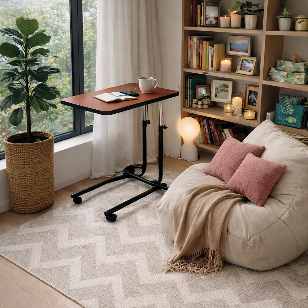 Aidapt Canterbury Dark Wood Over Bed Chair Under Table Hospital Type Adjustable Tilt Top With or Without Wheels VG832AA VG866A
