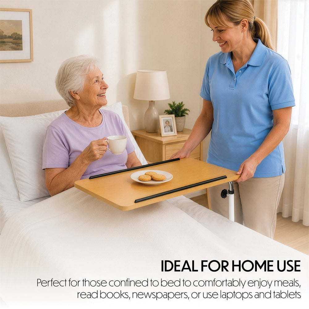 Aidapt Economy Heavy Duty Over bed Chair Table With or Without Castors Adjustable Tilt VG832B VG866B