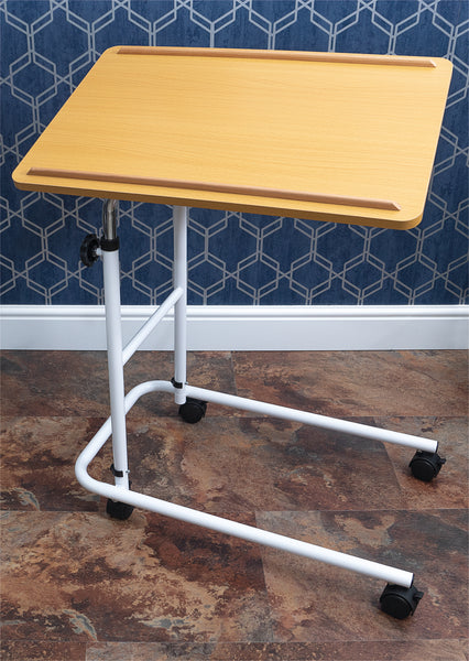 Aidapt Economy Heavy Duty Over bed Chair Table With or Without Castors Adjustable Tilt VG832B VG866B