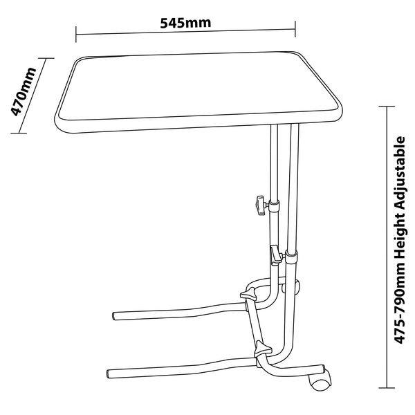 Aidapt Canterbury Dark Wood Over Bed Chair Under Table Hospital Type Adjustable Tilt Top With or Without Wheels VG832AA VG866A