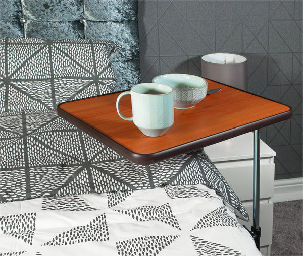 Aidapt Canterbury Dark Wood Over Bed Chair Under Table Hospital Type Adjustable Tilt Top With or Without Wheels VG832AA VG866A