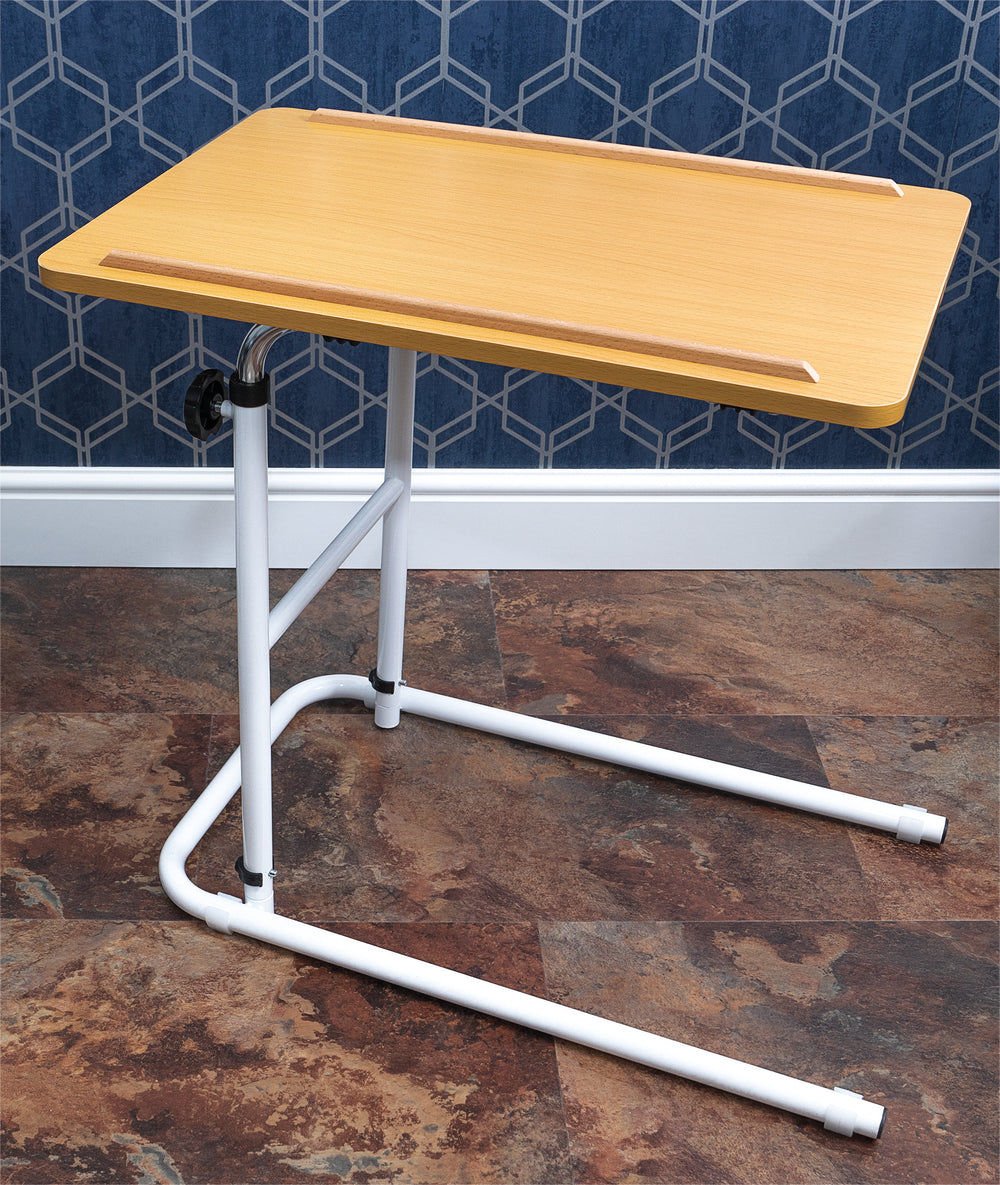 Aidapt Economy Heavy Duty Over bed Chair Table With or Without Castors Adjustable Tilt VG832B VG866B
