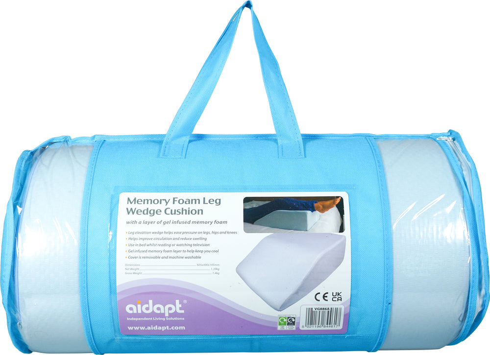 Aidapt Memory Foam Leg Wedge Cushion with Cooling Gel Layer VG886A and spare cover