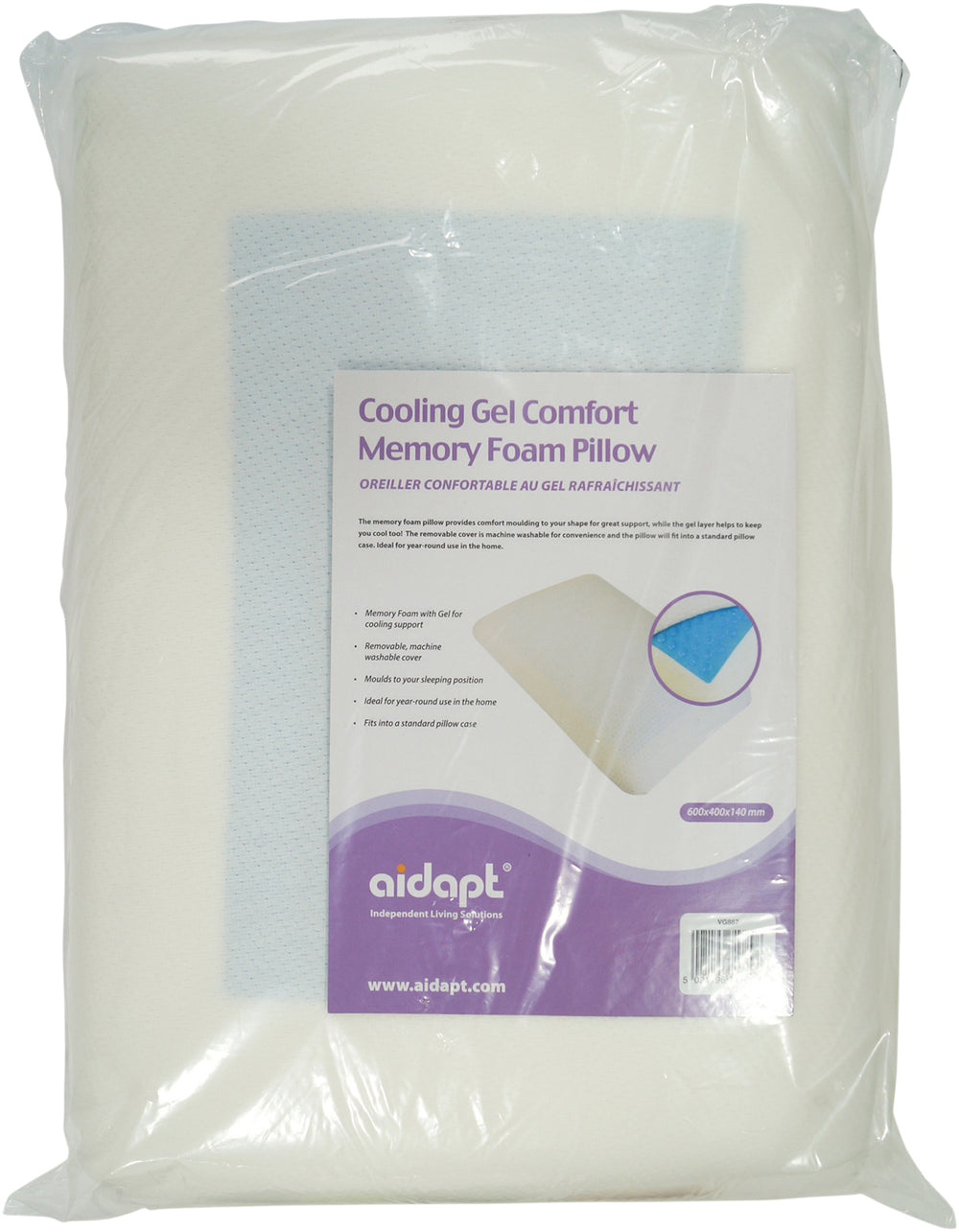 Aidapt Memory Foam Cooling Gel Comfort Pillow VG887