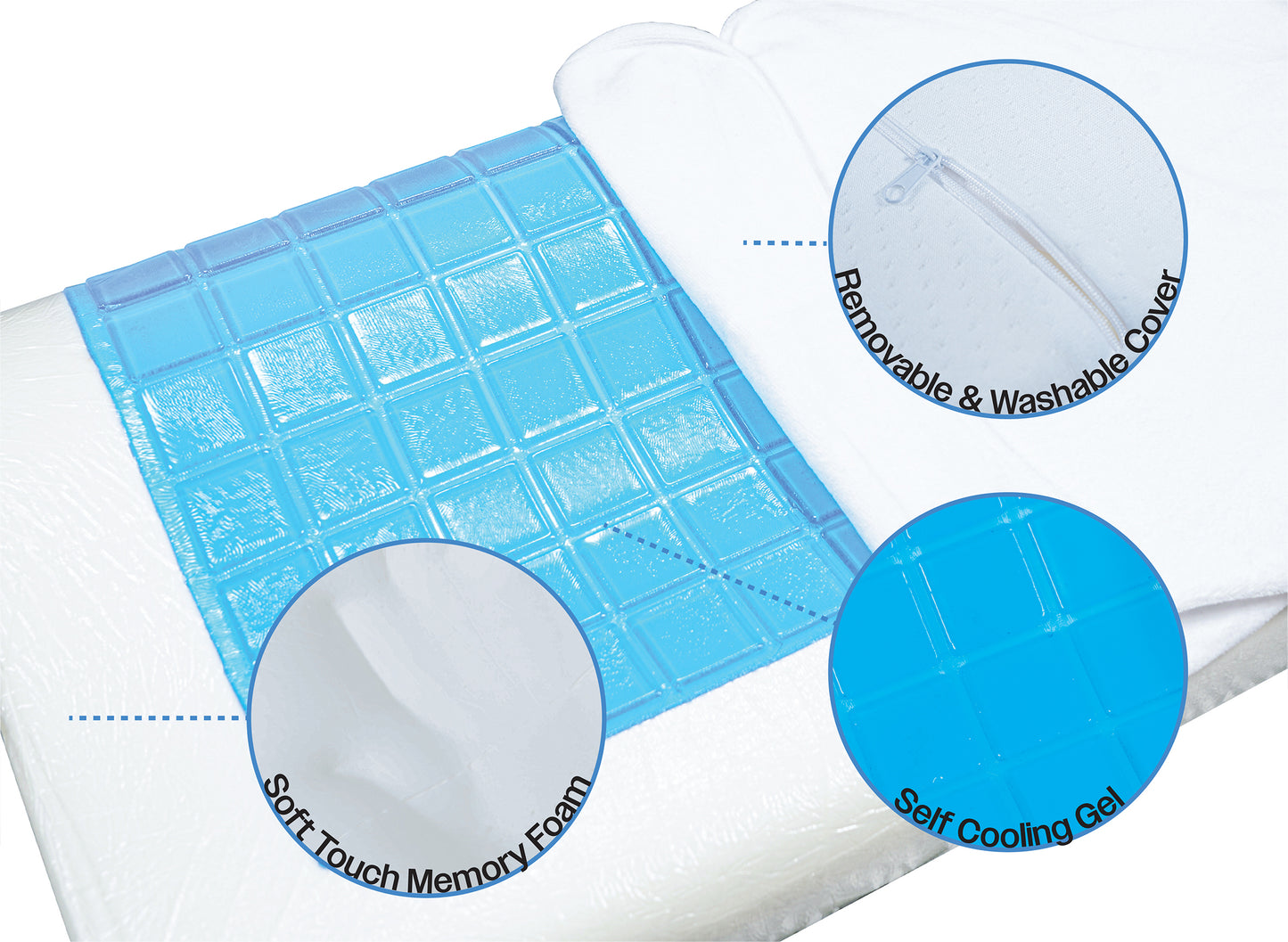 Aidapt Cooling Gel Comfort Memory Foam Contour Pillow with Removable Soft Velvet Cover VG887D