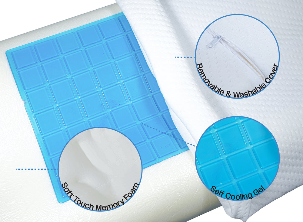 Aidapt Cooling Gel Comfort Memory Foam Contour Pillow with Removable Soft Air Knit Fabric VG887E