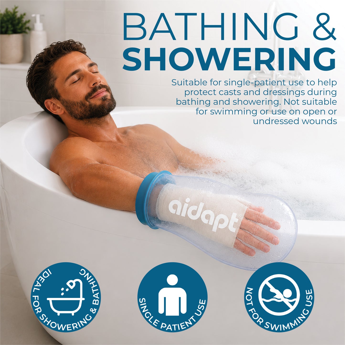 Aidapt Waterproof Cast and Bandage Protector for use whilst Showering/Bathing VM200
