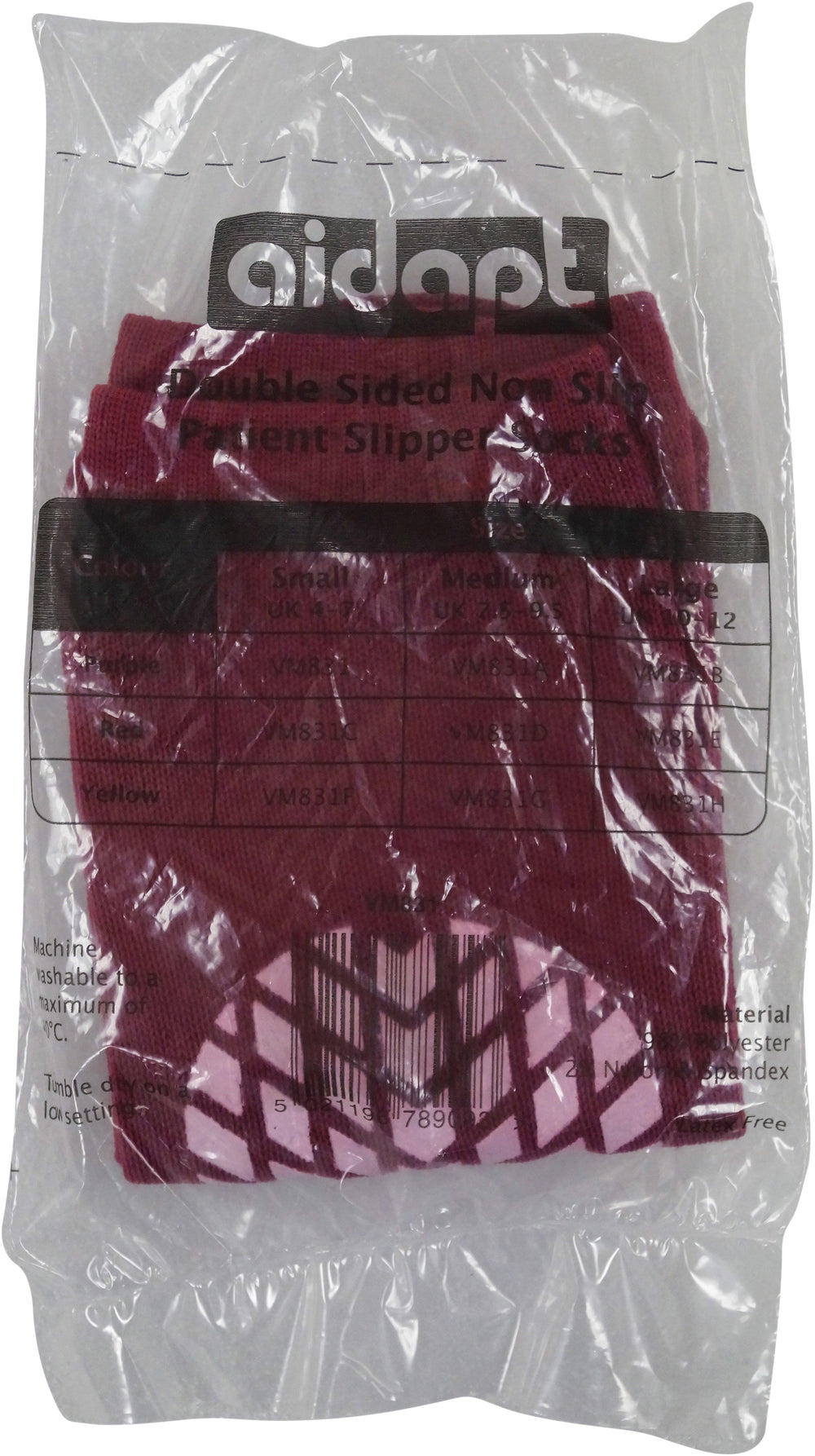 Aidapt Double Sided Anti Slip Slipper Socks Grip Elderly - VM831 Small Medium Large