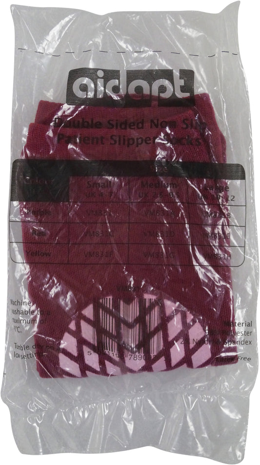 Aidapt Double Sided Anti Slip Slipper Socks Grip Elderly - VM831 Small Medium Large