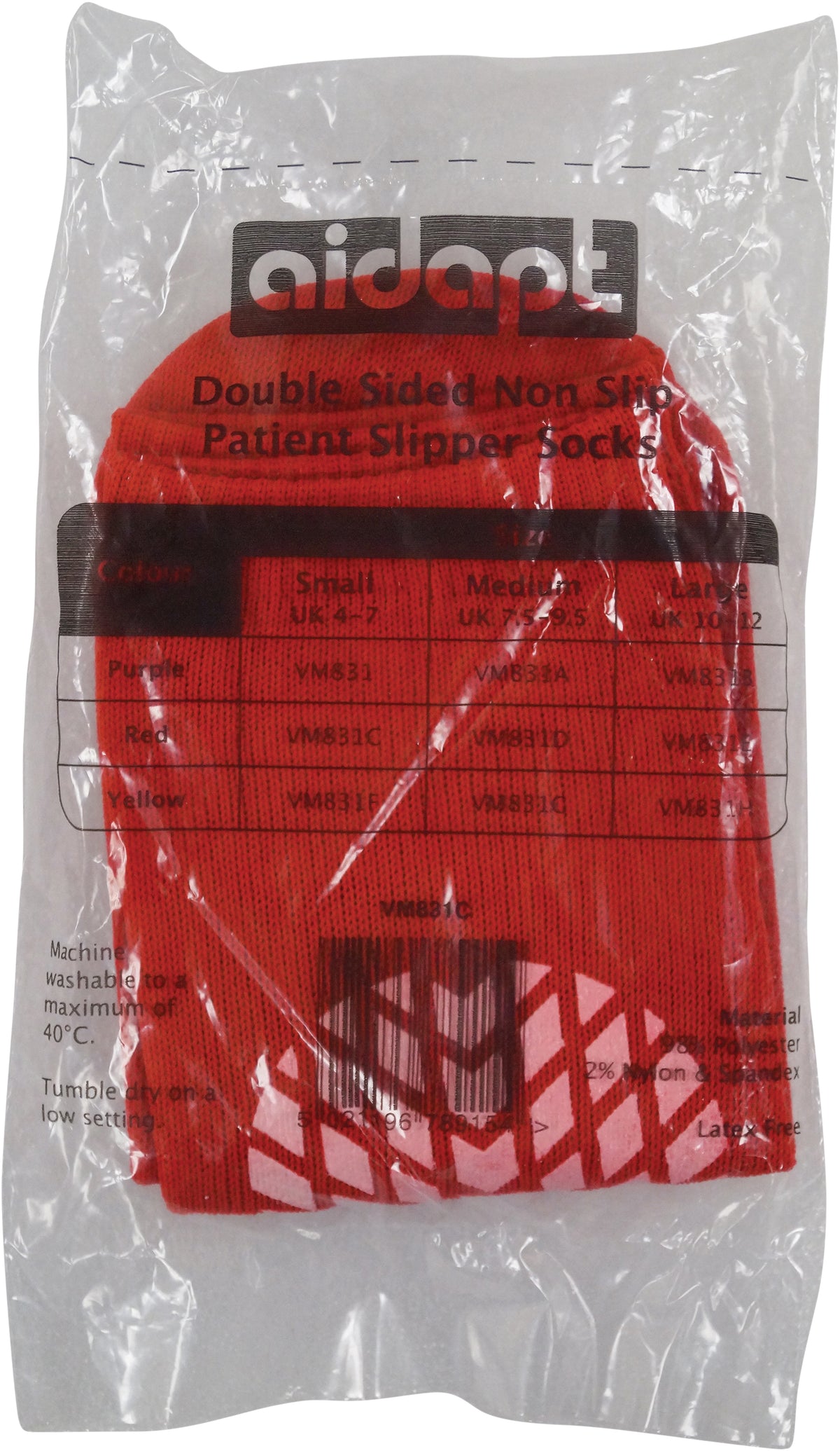 Aidapt Double Sided Anti Slip Slipper Socks Grip Elderly - VM831 Small Medium Large