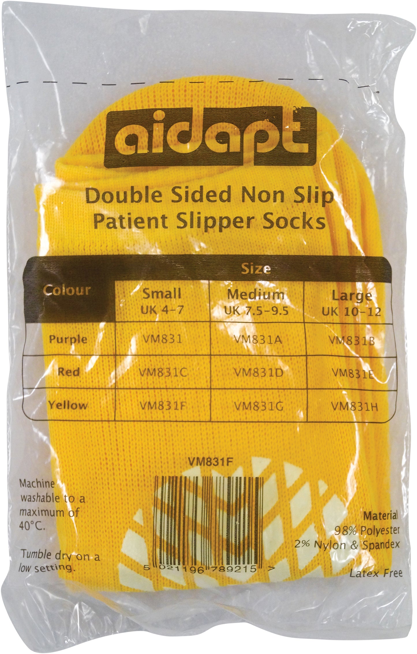 Aidapt Double Sided Anti Slip Slipper Socks Grip Elderly - VM831 Small Medium Large