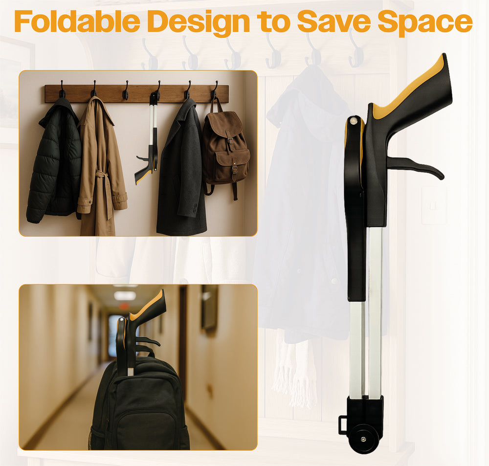 Aidapt Ergonomic Arthritic Folding Handy Reacher Grabber Picker Up Travel Bag VM901EF Rotating End 32"