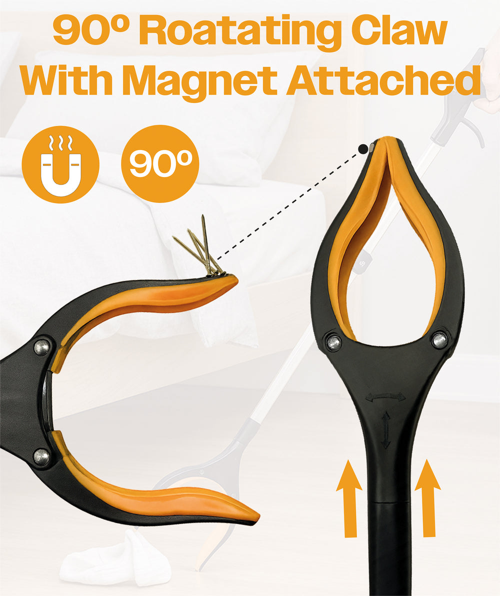 Aidapt Ergonomic Arthritic Folding Handy Reacher Grabber Picker Up Travel Bag VM901EF Rotating End 32"