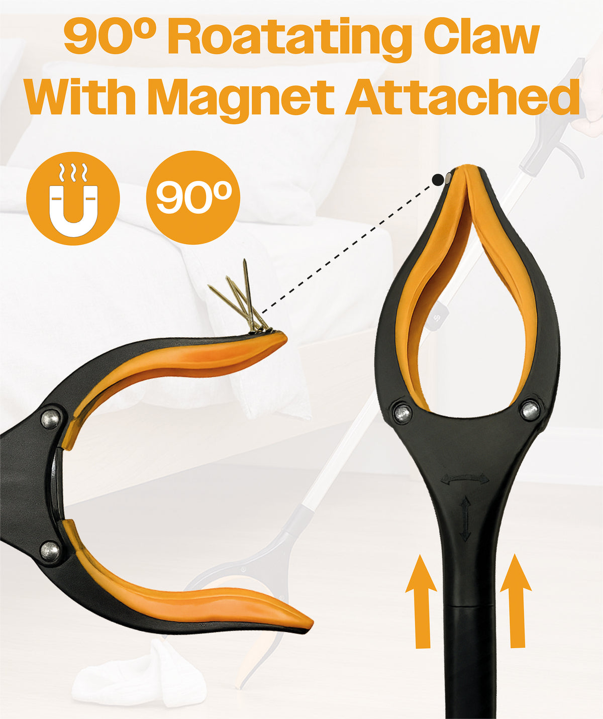 Aidapt Ergonomic Arthritic Folding Handy Reacher Grabber Picker Up Travel Bag VM901EF Rotating End 32"