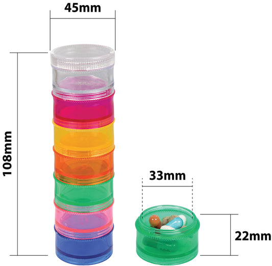 Aidapt Pilulier distributeur empilable tour colorée arc-en-ciel vif pour malvoyants VM930AA