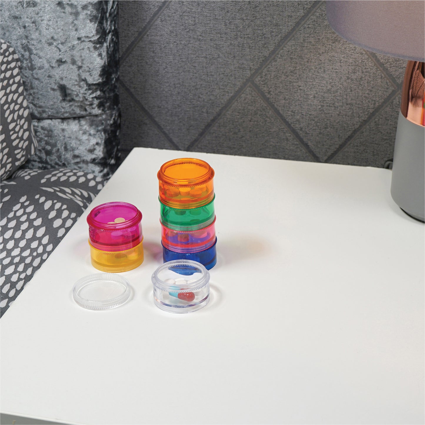 Aidapt Stackable Pill Medicine Dispensing Tower Colourful Rainbow Vibrant for visually Impaired VM930AA