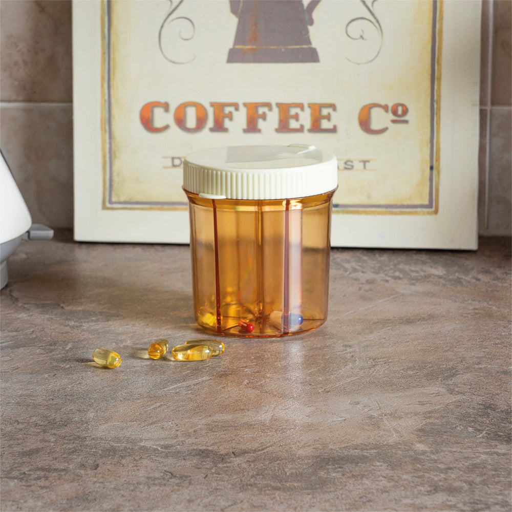 Aidapt Orange and Cream Extra Large Pill Dispenser for Larger Pills Transparent Rotating Lid Compartments VM930V