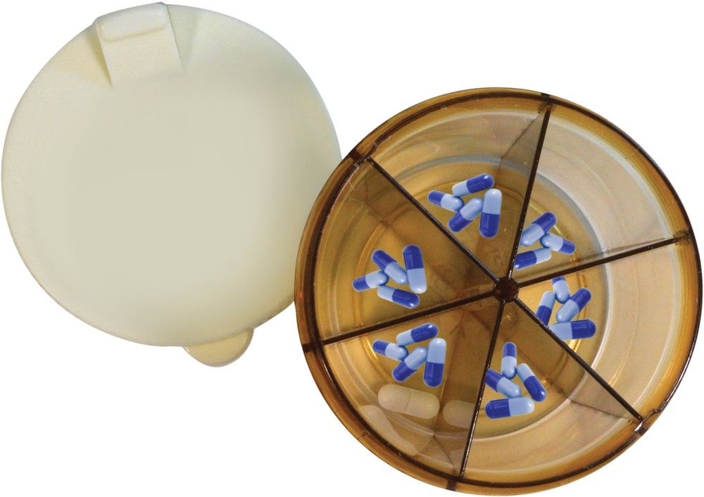 Aidapt Orange and Cream Extra Large Pill Dispenser for Larger Pills Transparent Rotating Lid Compartments VM930V