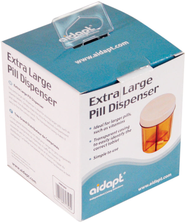 Aidapt Orange and Cream Extra Large Pill Dispenser for Larger Pills Transparent Rotating Lid Compartments VM930V