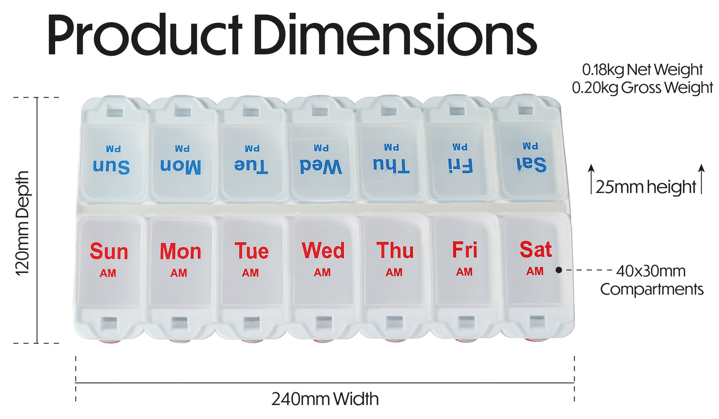 Aidapt Deluxe AM/PM Weekday Pill Dispenser with Push Button Release VM931AB