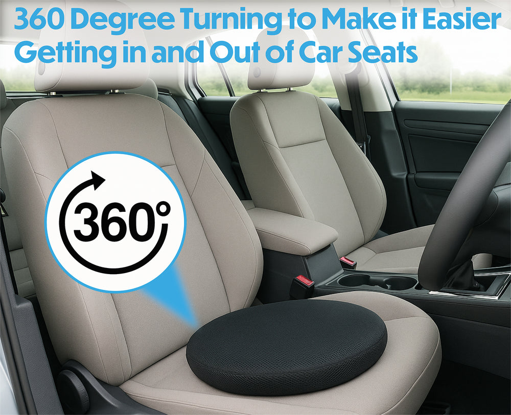 Aidapt VM933BA Black Gel Swivel Turning Seat Cushion Round Padded Turn Office Home Car