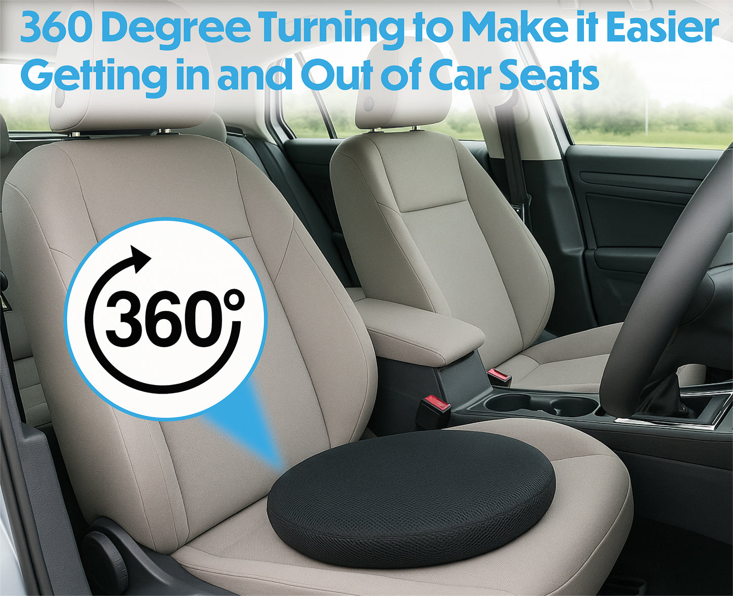 Aidapt VM933BA Black Gel Swivel Turning Seat Cushion Round Padded Turn Office Home Car