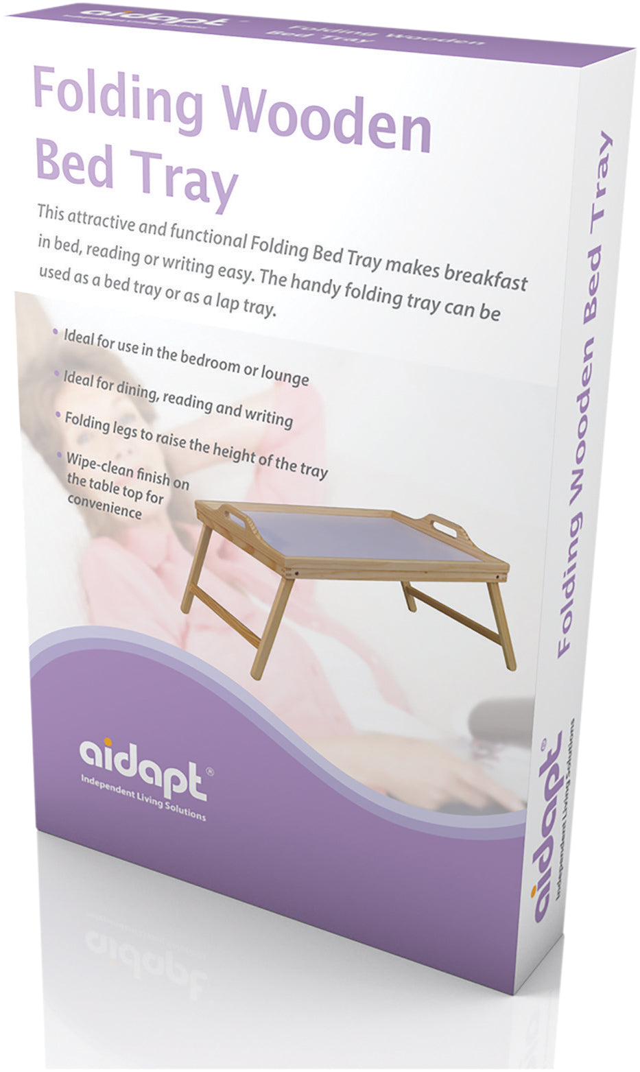 Aidapt Breakfast Bed Chair Meals Folding Adjustable Tilt Wooden Bed Lap Tray Folding with Legs VM938A