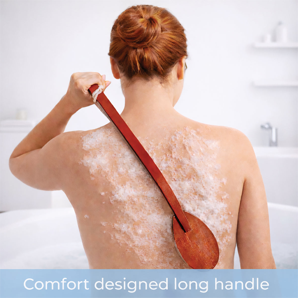 Aidapt Long Handled Wooden Bath Brush Scrub Soft Bristle VM971B