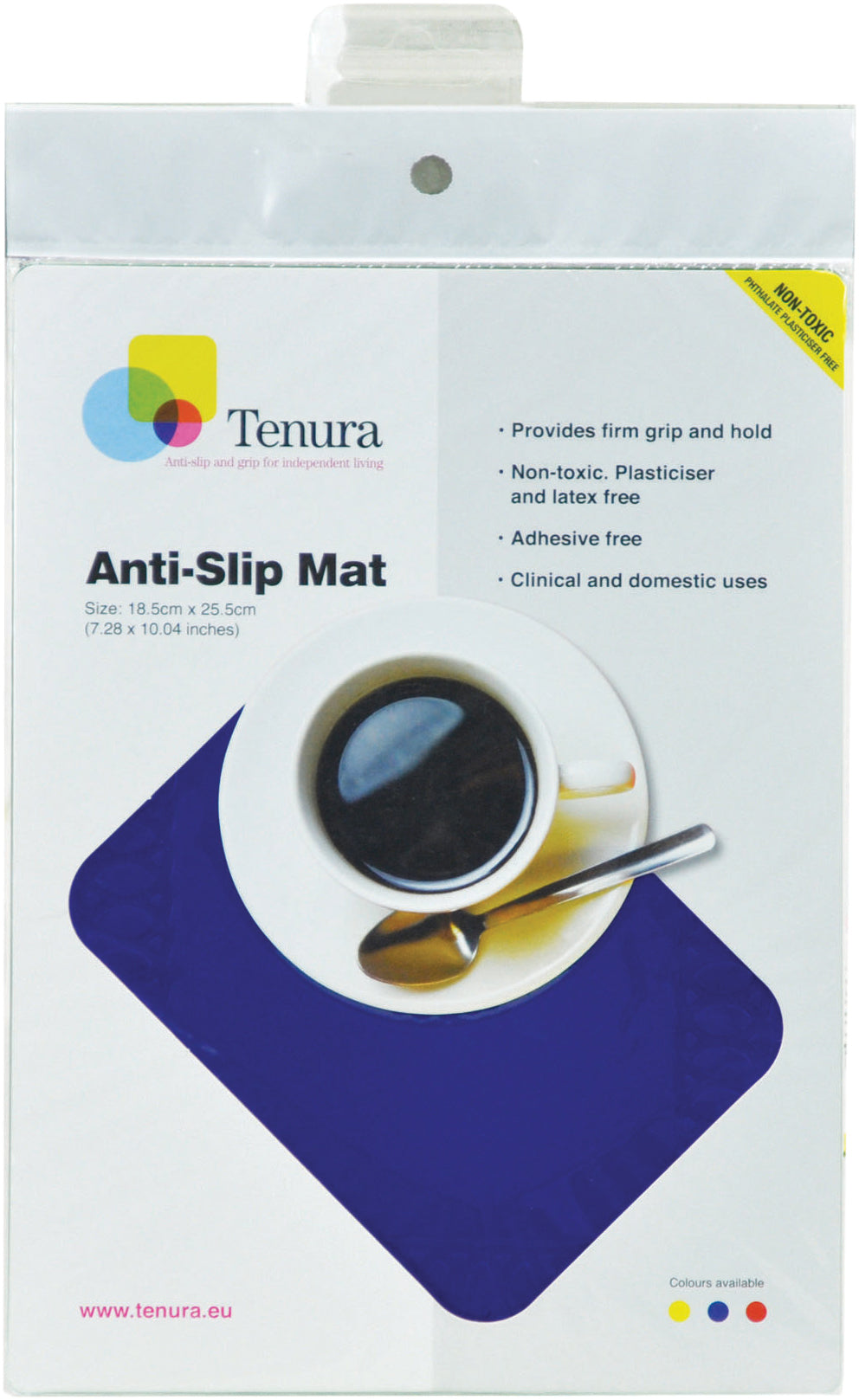 Aidapt Tenura Silicone Rubber Anti Slip Rectangular Mat 25.5x18.5cm VM985B VM985R VM985Y