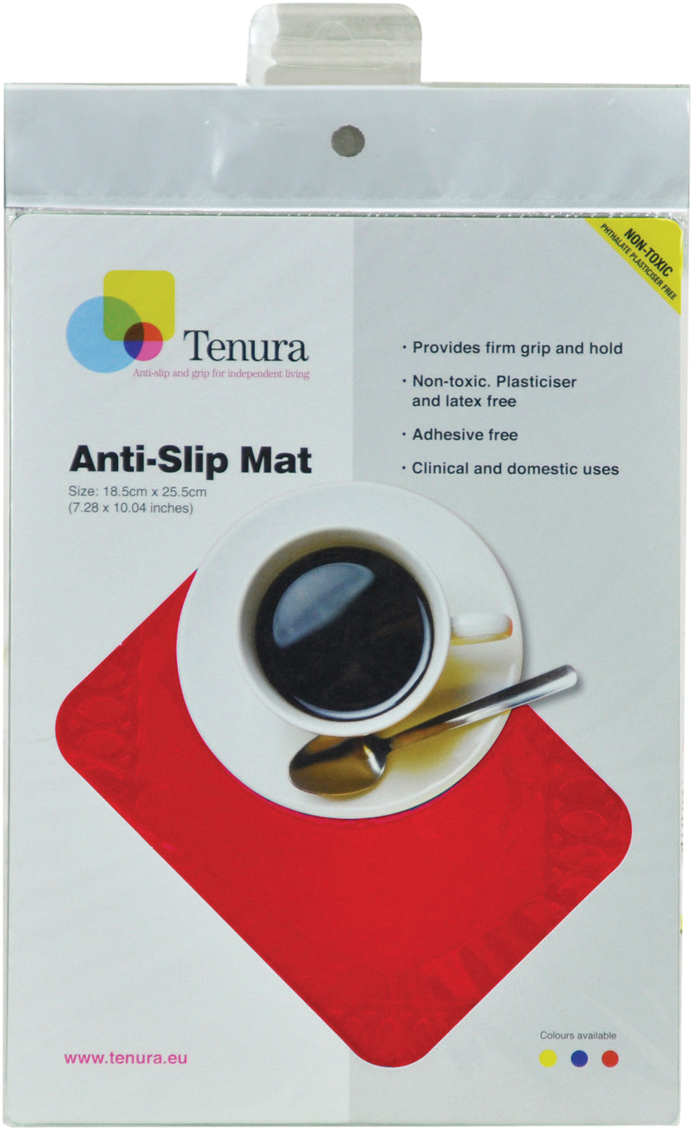 Aidapt Tenura Silicone Rubber Anti Slip Rectangular Mat 25.5x18.5cm VM985B VM985R VM985Y