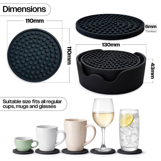 Sous-verres de table antidérapants en silicone Aidapt VM990BLK