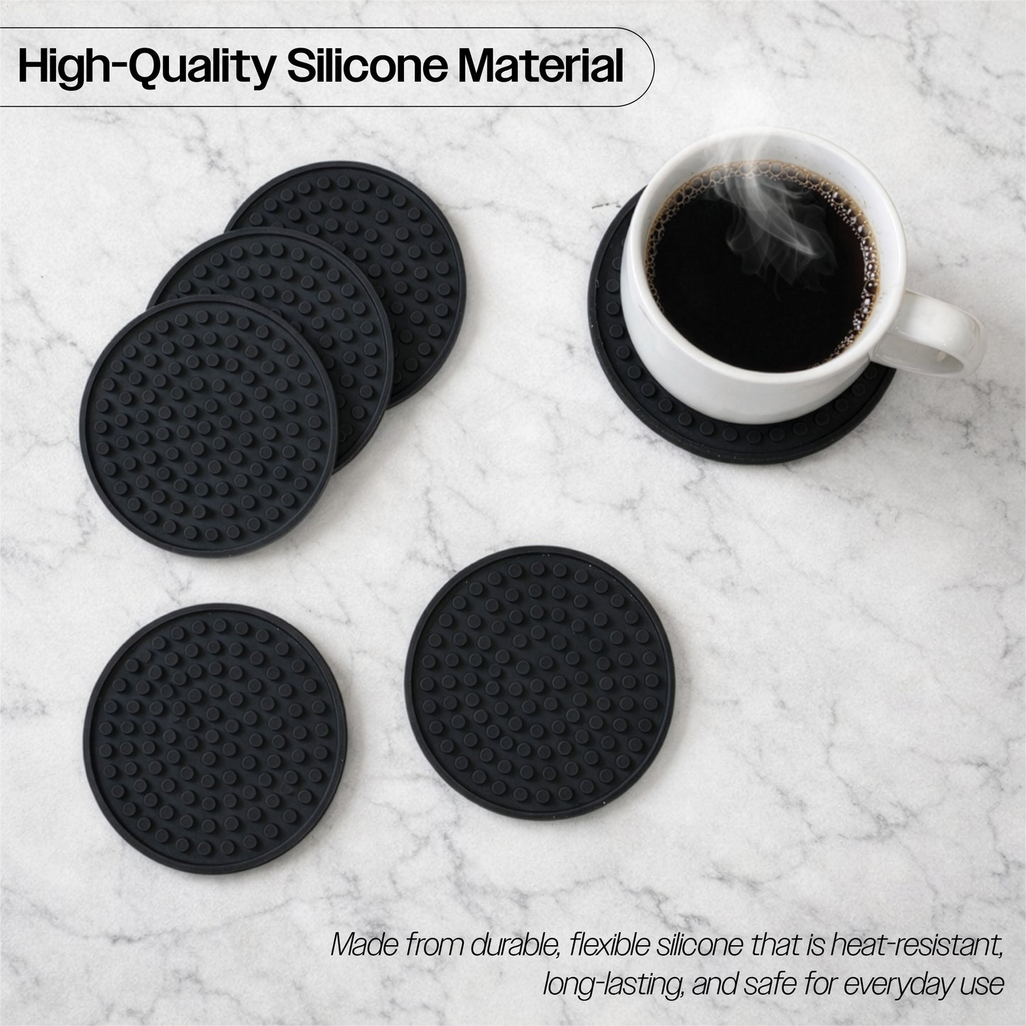 Aidapt Non-Slip Silicone Table Coasters VM990BLK