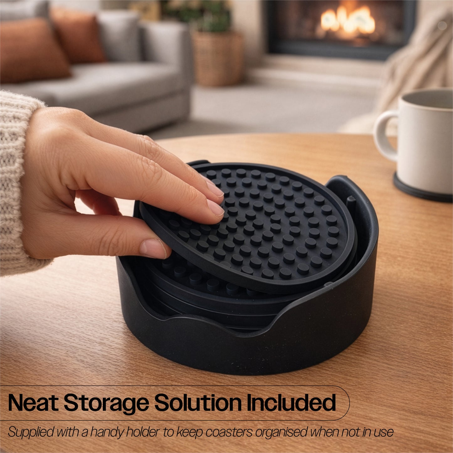 Aidapt Non-Slip Silicone Table Coasters VM990BLK