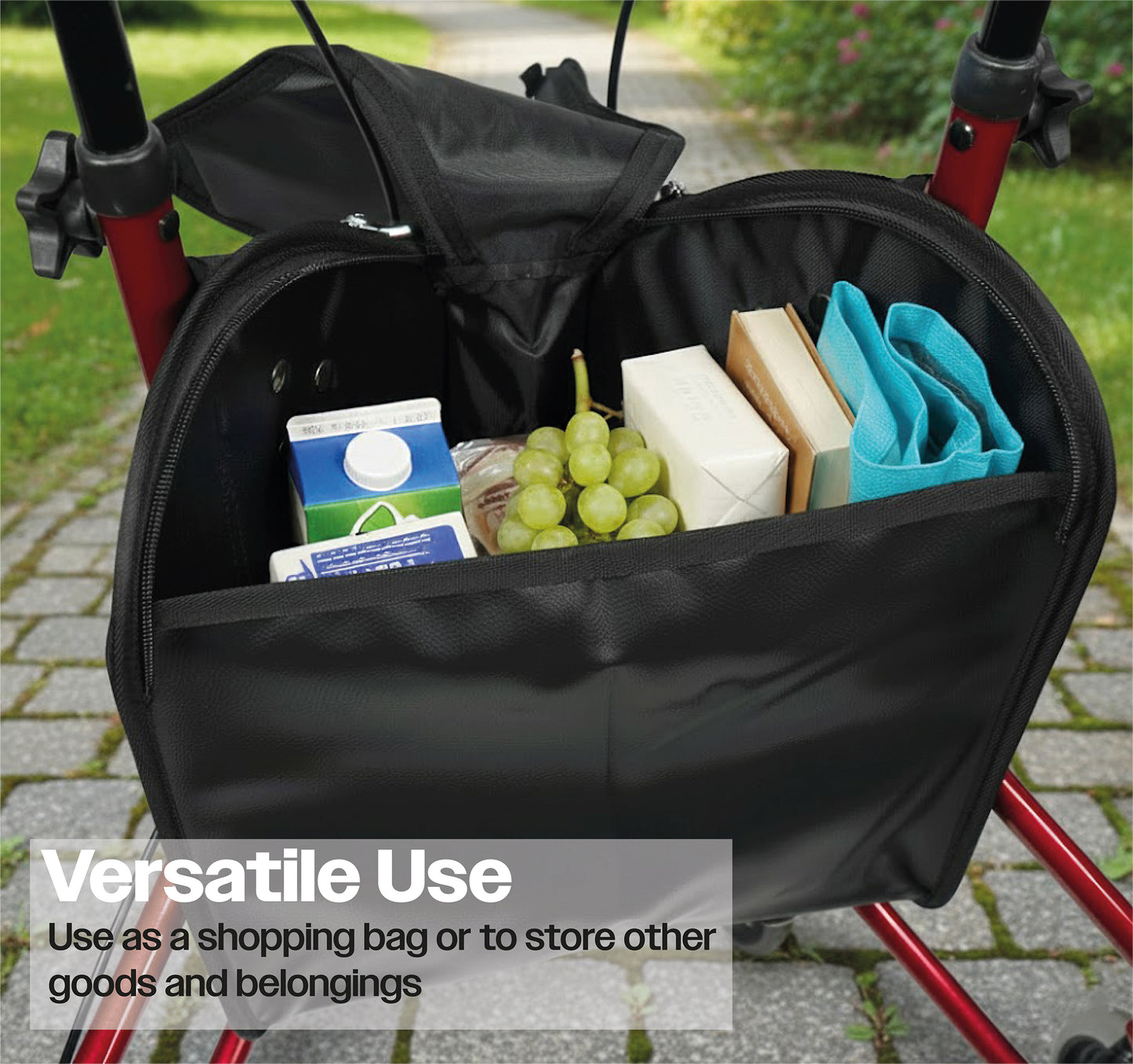 Aidapt Tri 3 Wheel Walker Shopping Bag Vinyl Zipped Close VP102