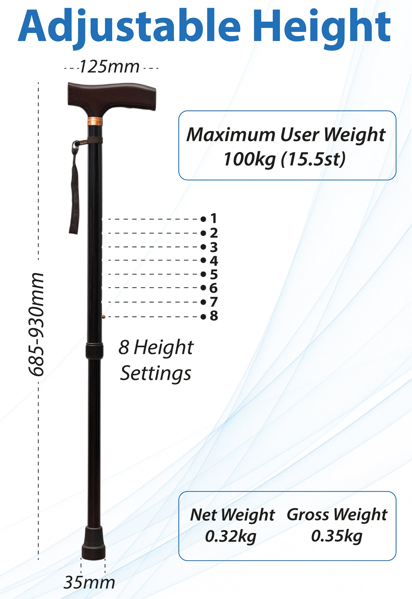 Extendable Walking Cane with Strap VP155FB