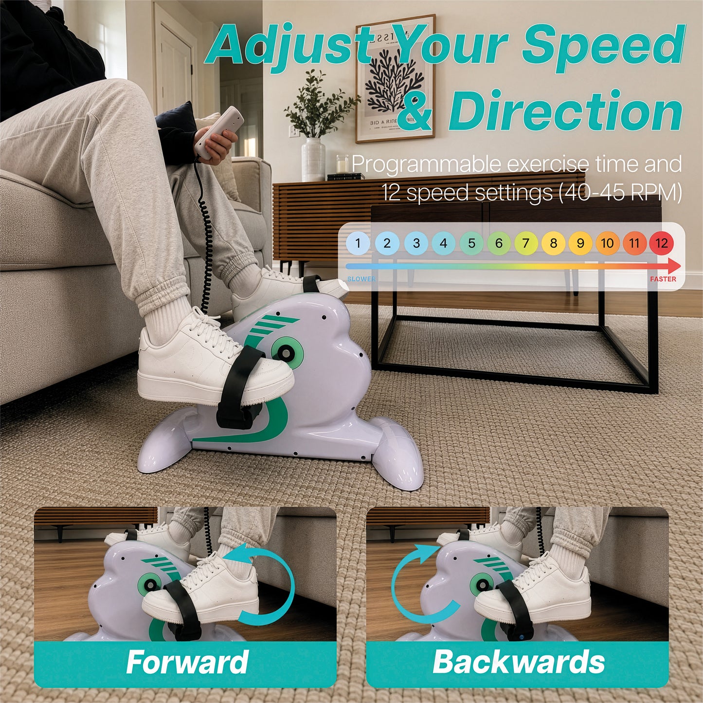 Aidapt Vélo Mini d'Exercice Électrique avec Pédales pour Bras et Jambes, Rééducation, Télécommande VP159R