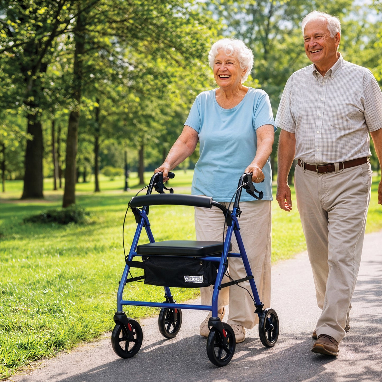 Aidapt Four Wheeled Rollator with Bag available in Red, Blue and Silver