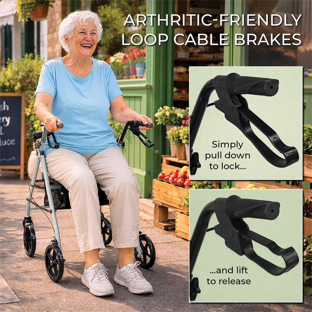 Aidapt Four Wheeled Rollator with Bag available in Red, Blue and Silver