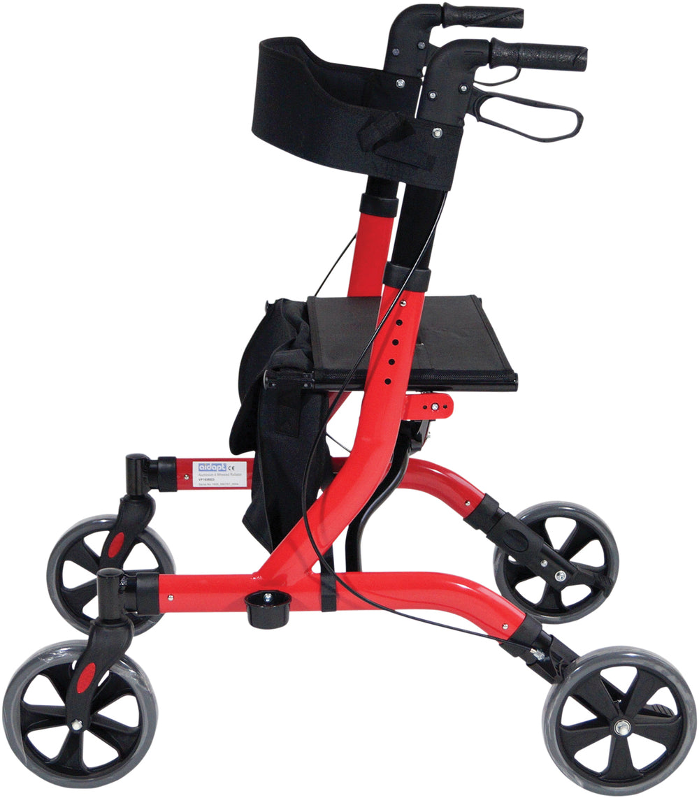 Aidapt Deluxe Fold Flat Folding Rollator 4 Wheel Walker Aluminium Lightweight Silver Grey VP185G