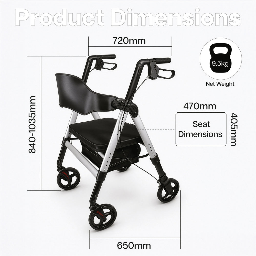 Aidapt Deluxe Bariatric Four Wheeled Rollator VP187D