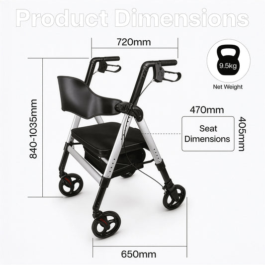 Aidapt Deluxe Bariatric Four Wheeled Rollator VP187D