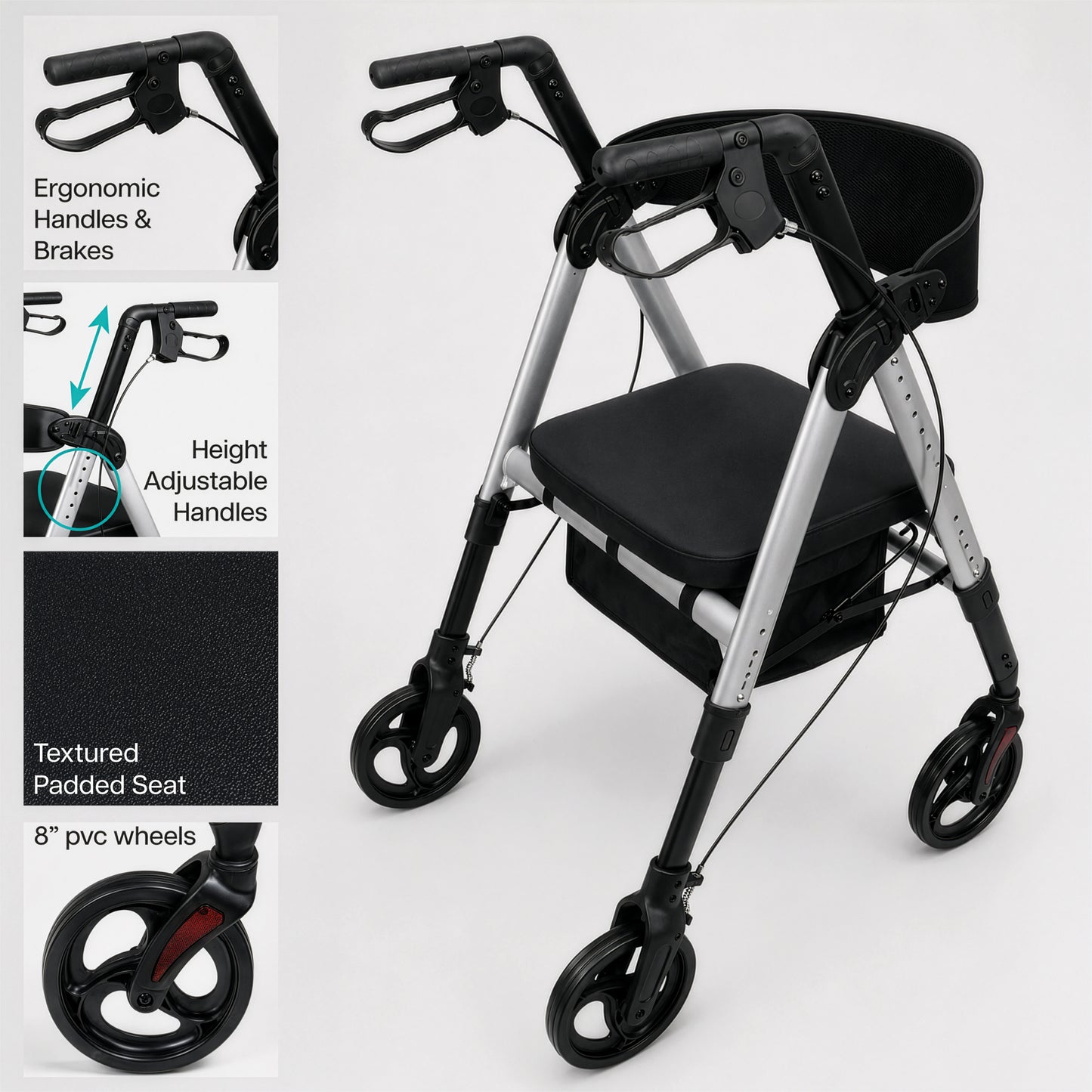Aidapt Deluxe Bariatric Four Wheeled Rollator VP187D