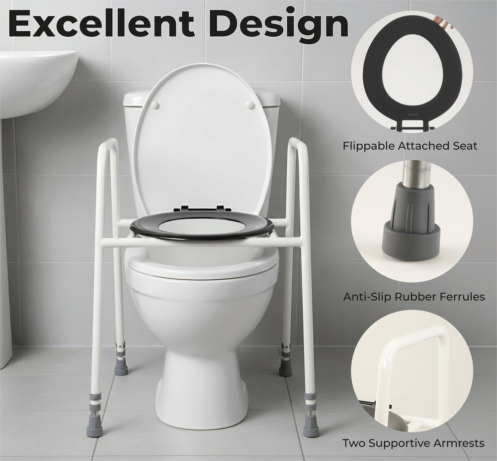 Aidapt Solo Skandia Adjustable Height Toilet Frame with Sleeve free standing or floor fixed VR157