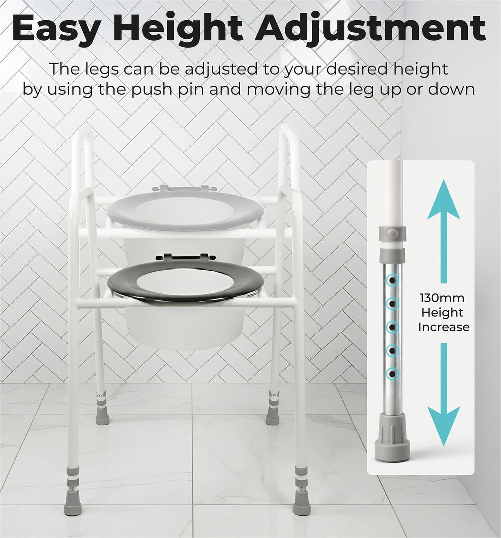 Aidapt Solo Skandia Adjustable Height Toilet Frame with Sleeve free standing or floor fixed VR157