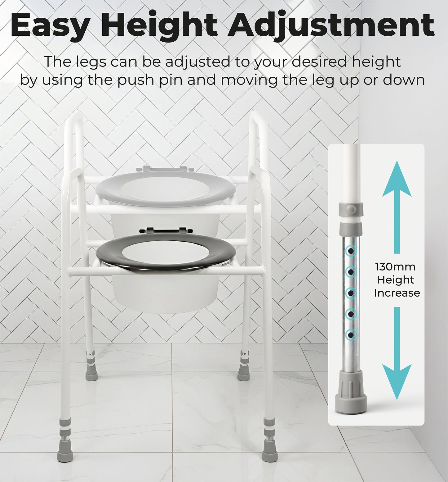 Aidapt Solo Skandia Adjustable Height Toilet Frame with Sleeve free standing or floor fixed VR157