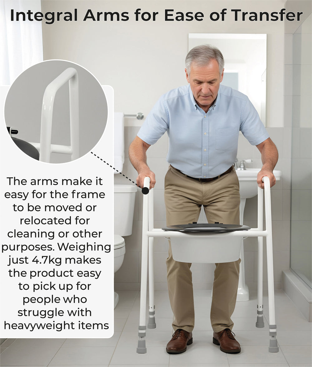 Aidapt Solo Skandia Adjustable Height Toilet Frame with Sleeve free standing or floor fixed VR157