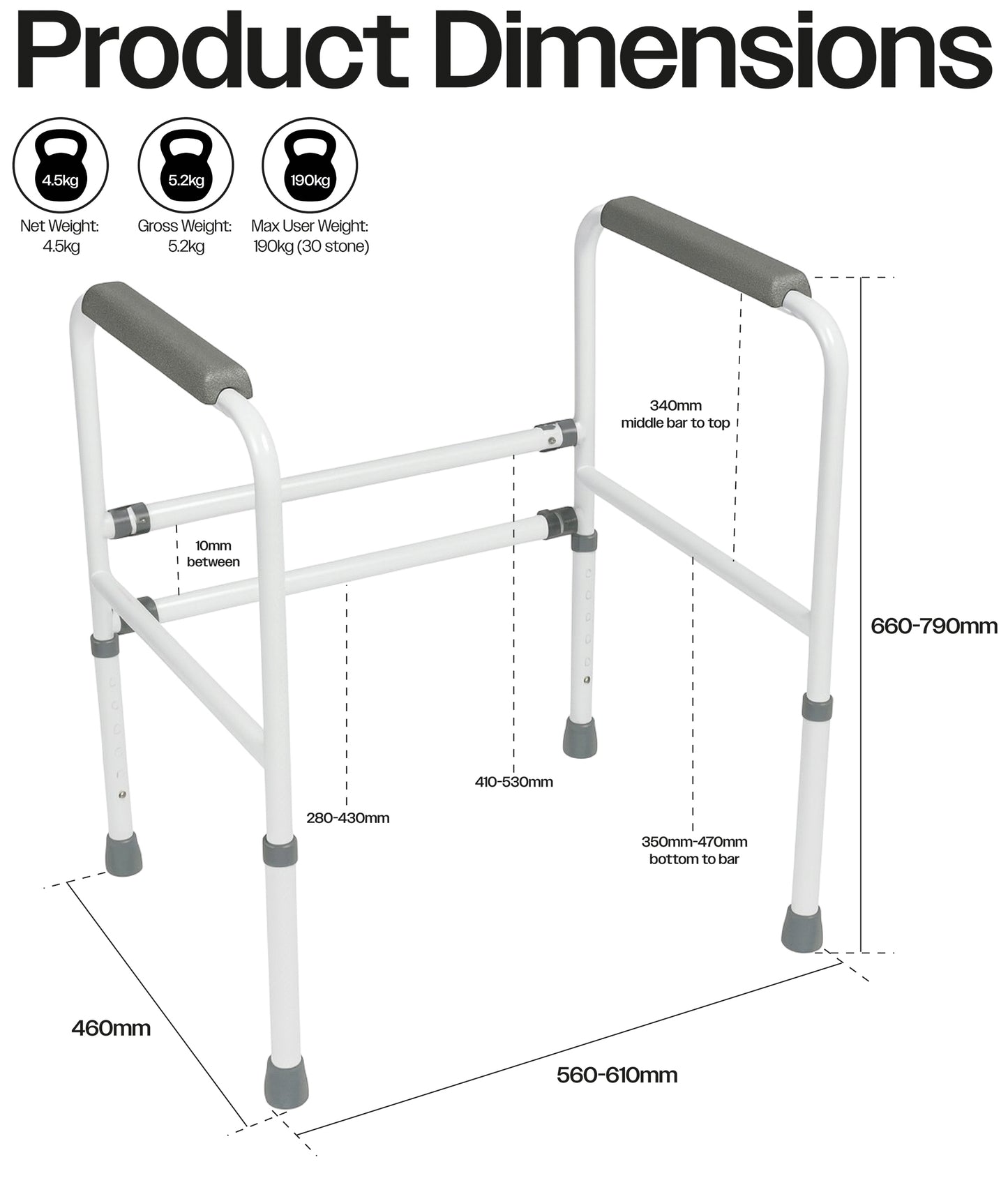 Aidapt Ashford Height Toilet Frame
